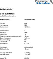 500 Vierkant Anschweissmuttern DIN 928 Stahl M12