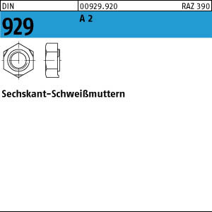 100 Sechskant Anschweissmuttern DIN 929 A2 M5 V2A Edelstahl
