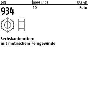 25 Sechskantmuttern DIN 934 Kl. 10 M22x2