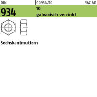 100 Sechskantmuttern DIN 934 Kl. 10 verzinkt M4