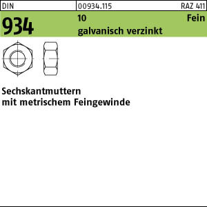 100 Sechskantmuttern DIN 934 Kl. 10 verzinkt M16x1,5