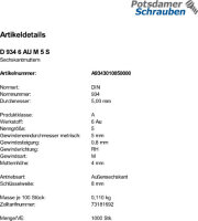 1000 Sechskantmuttern DIN 934 Kl. 6 AU M5