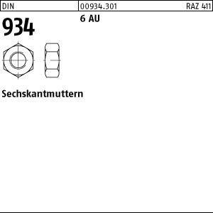 100 Sechskantmuttern DIN 934 Kl. 6 AU M6