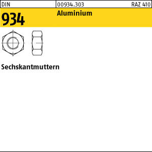 100 Aluminium Sechskantmuttern DIN 934 Al M4