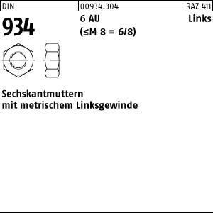 10 Linksgewinde Sechskantmuttern DIN 934 Kl. 6 AU M30