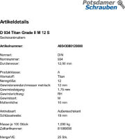 25 Titan Sechskantmuttern DIN 934 Grade II M12