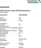 1000 Sechskantmuttern DIN 934 Kl. 6-8 DiSP M2,5