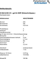 100 Sechskantmuttern DIN 934 Kl. 6-8 DiSP M4