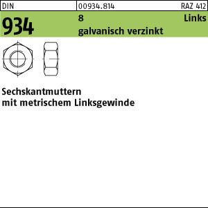 50 Linksgewinde Sechskantmuttern DIN 934 Kl. 8 verzinkt M24