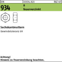 250 Sechskantmuttern DIN 934 Kl. 8 feuerverzinkt M14