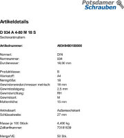 50 Edelstahl V4A Sechskantmuttern DIN 934 A4 - 80 M18