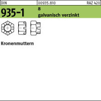 100 Kronenmuttern DIN 935 -1 8 M10 SW 17 verzinkt Stahl