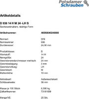25 Sechskantmuttern DIN 936 14 H M24 -LH Stahl