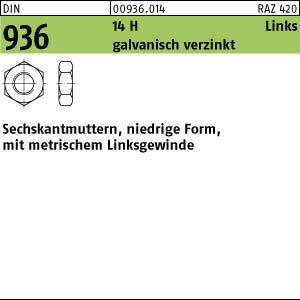 50 Sechskantmuttern DIN 936 14 H M16 -LH verzinkt Stahl