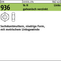 50 Sechskantmuttern DIN 936 14 H M16 -LH verzinkt Stahl