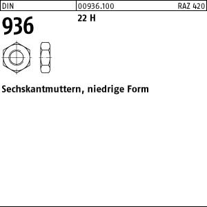 100 Sechskantmuttern DIN 936 22 H M10 Stahl