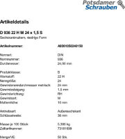50 Sechskantmuttern DIN 936 22 H M24x1,5 Stahl