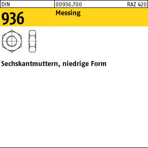 50 Sechskantmuttern DIN 936 Messing M14 Ms