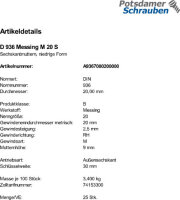25 Sechskantmuttern DIN 936 Messing M20 Ms