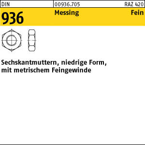 25 Sechskantmuttern DIN 936 Messing M20x1,5 Ms