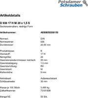 50 Sechskantmuttern DIN 936 17H M20x1,5 Stahl