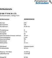 25 Sechskantmuttern DIN 936 17H M30x2 Stahl