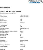 10 Sechskantmuttern DIN 936 17H M36 verzinkt Stahl