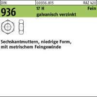 100 Sechskantmuttern DIN 936 17H M8x1 verzinkt Stahl