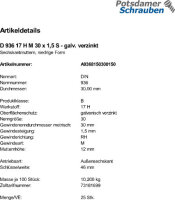 25 Sechskantmuttern DIN 936 17H M30x1,5 verzinkt Stahl
