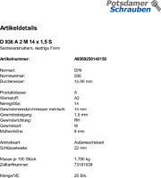 25 Sechskantmuttern DIN 936 A2 M14x1,5 V2A Edelstahl