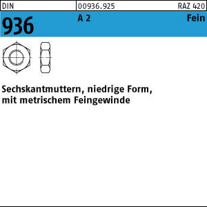 25 Sechskantmuttern DIN 936 A2 M16x1,5 V2A Edelstahl