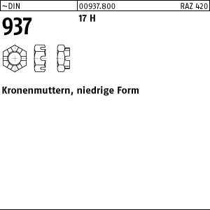 50 Kronenmuttern DIN 937 17H M16 Stahl