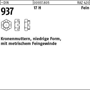 1 Kronenmuttern DIN 937 17H M35x1,5 Stahl