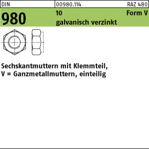 100 Sechskantmuttern DIN 980 10 V M10 verzinkt Stahl
