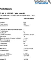 100 Sechskantmuttern DIN 980 10 V M14 verzinkt Stahl