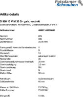 10 Sechskantmuttern DIN 980 10 V M30 verzinkt Stahl