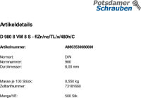 500 Sechskantmuttern DIN 980 8 VM8...