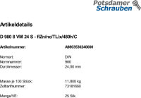 25 Sechskantmuttern DIN 980 8 VM24...