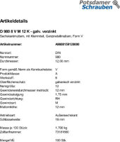 100 Sechskantmuttern DIN 980 8 V M12 verzinkt Stahl