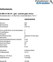 100 Sechskantmuttern DIN 980 8 V M6 verzinkt gelb chrom....