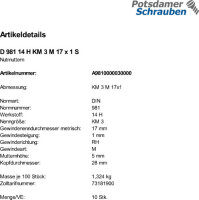10 Nutmuttern DIN 981 14 H KM3 M17x1 Stahl