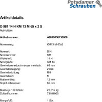 1 Nutmuttern DIN 981 14 H KM13 M65x2 Stahl