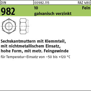 100 Sechskantmuttern DIN 982 10 M14x1,5 verzinkt Stahl