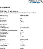 100 Sechskantmuttern DIN 982 8 M4 verzinkt Stahl