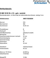 10 Feingewinde Sechskantmuttern DIN 985 Kl. 10 verzinkt M30x2