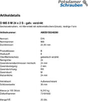 25 Feingewinde Sechskantmuttern DIN 985 Kl. 8 verzinkt M24x2