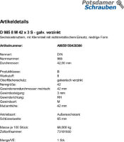 1 Feingewinde Sechskantmuttern DIN 985 Kl. 8 verzinkt M42x3