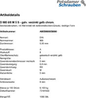 1000 Sechskantmuttern DIN 985 Kl. 6/8 gelb verzinkt M5