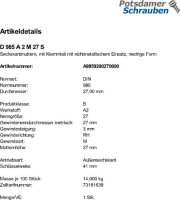 1 Edelstahl V2A Sechskantmuttern DIN 985 A2 M27