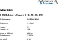 50 Scheiben DIN 1052 Scheiben für Holzverbinder...